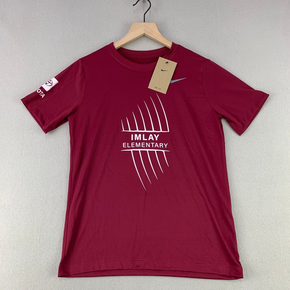 Nike Imlay Elementary Running T-Shirt Kids L Maroon Athletic Dri-Fit NWT